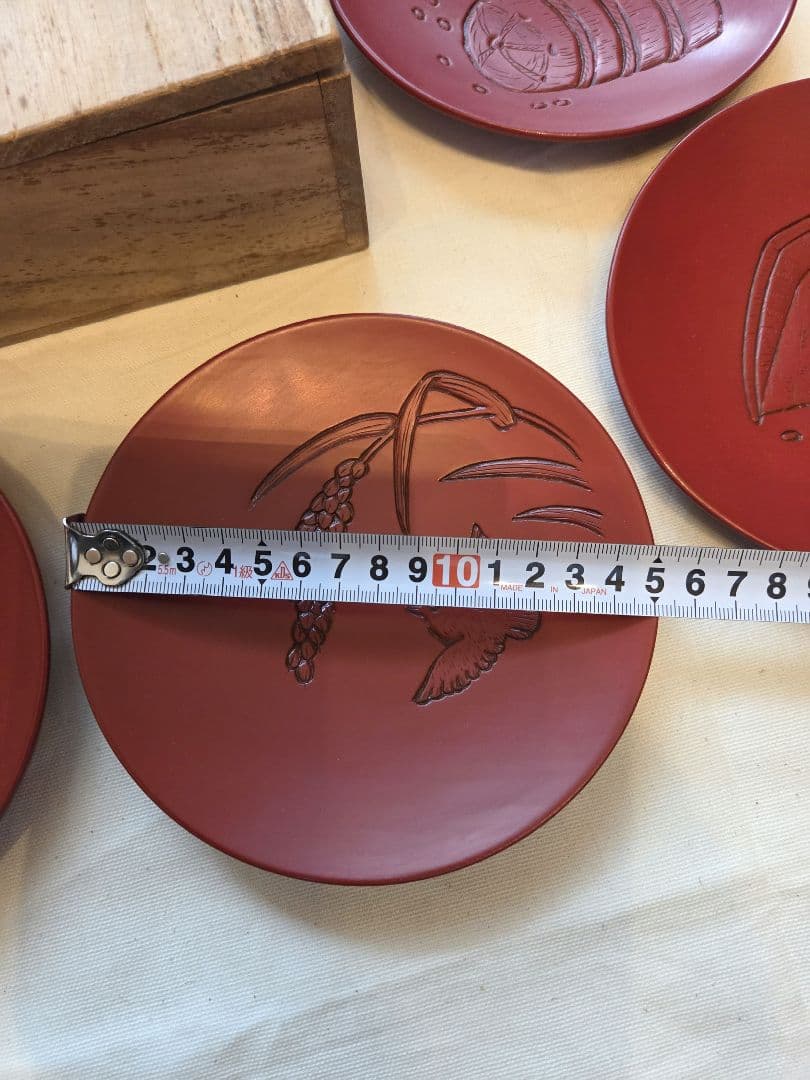 【新品】 村上堆朱銘々皿4枚セット 無形文化財 漆器 菓子皿