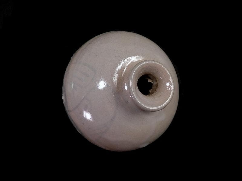 李朝　瀬戸　古伊万里　染付　岩に柳の図　油壷　E414AS-fblx