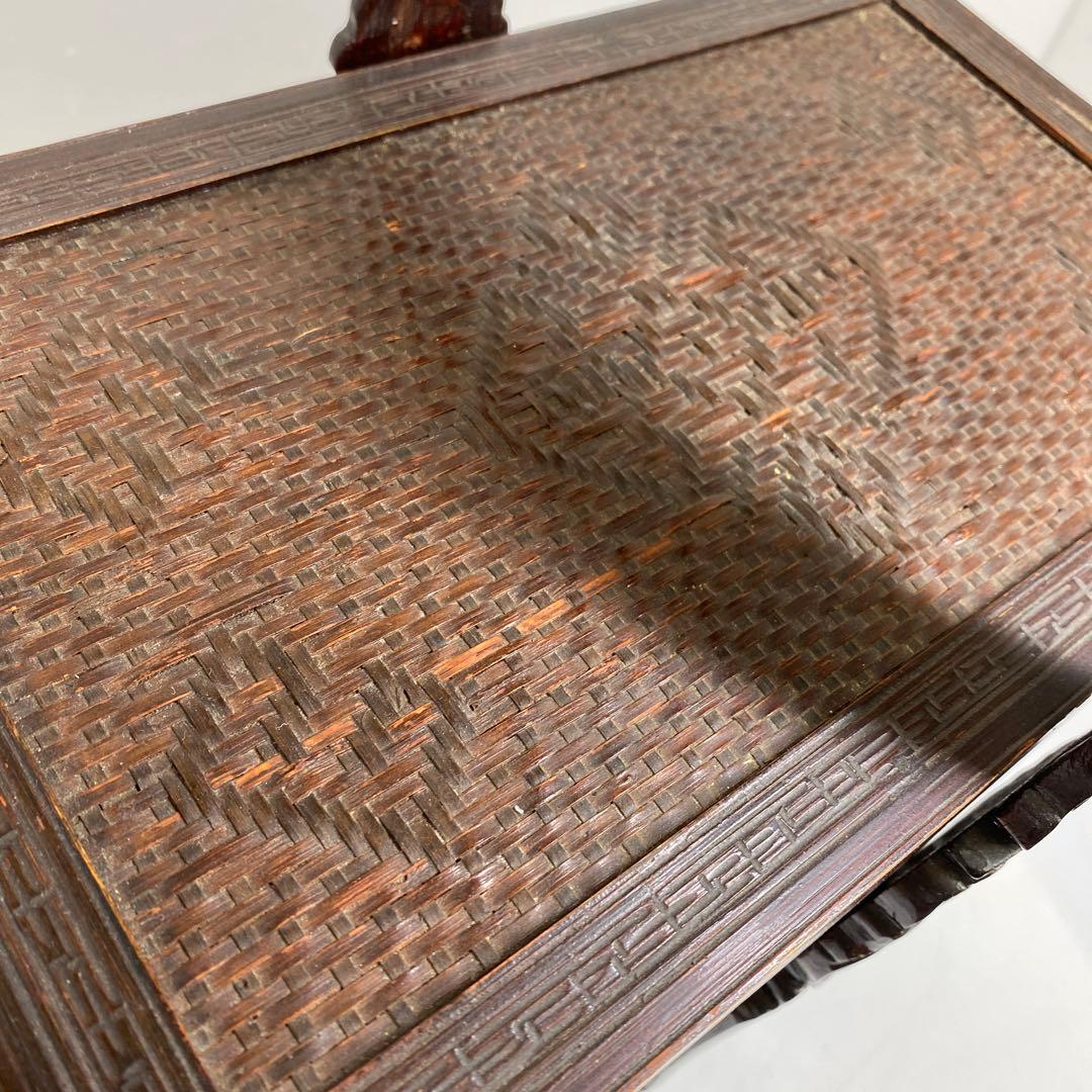 時代　竹編提藍　持ち手込高さ33.5㎝　東Y7-0217②トヒチサ