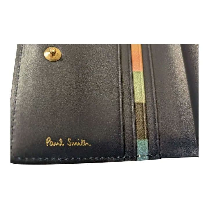 【新品未使用】ポールスミス　二つ折り　クロコ型押し　財布　ネイビー