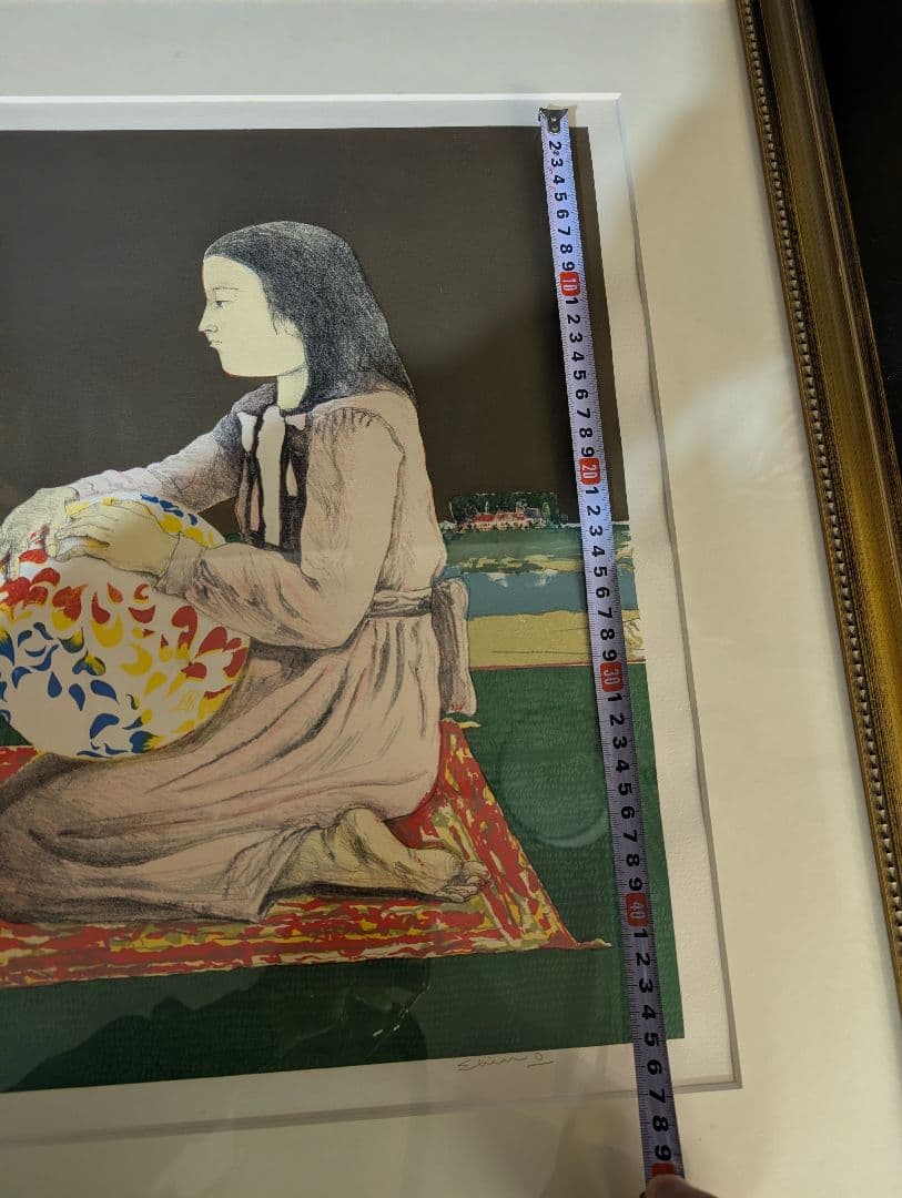 大津英敏 絵画 版画 リトグラフ 遠い記憶 少女図 76/115 額装 額入り絵