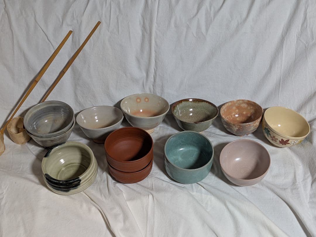 お稽古茶道具 茶碗11客 茶杓2本 建水1客セット