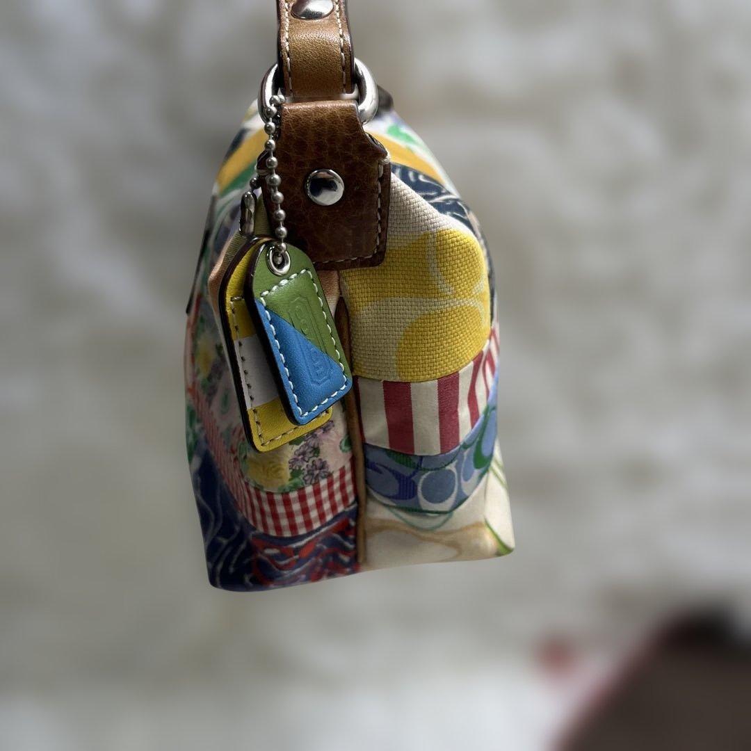 美品 COACH コーチ パッチワーク ミニバッグ バニティポーチ