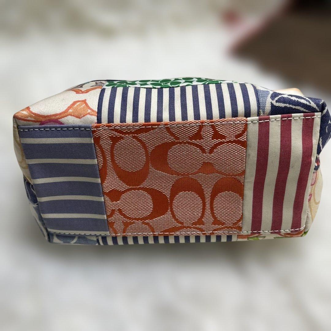 美品 COACH コーチ パッチワーク ミニバッグ バニティポーチ