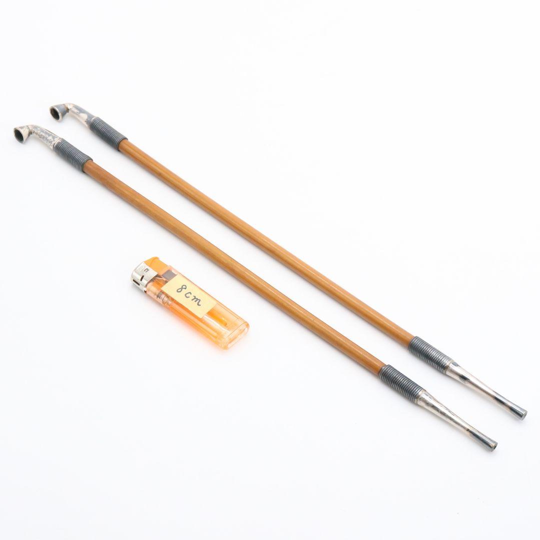 田中野夫 金工師 木村清五郎作 南鐐煙管 一双 純銀刻印　C700　NT7