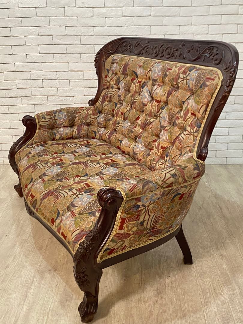 【東京都内23区配送無料】アンティーク　ファブリック　ソファー　スタジオ　撮影