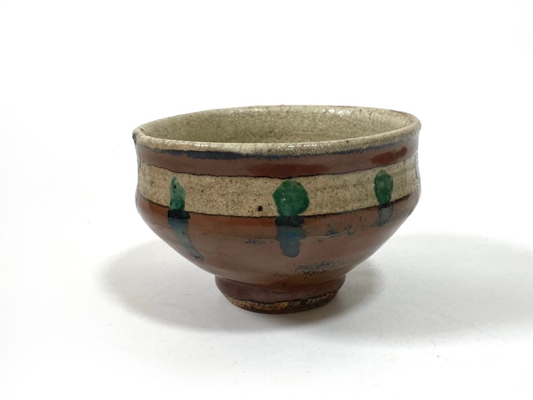 陶芸家　作家物　作者不明　濱田庄司　？　赤絵　柿釉青差　茶碗　抹茶碗　民芸　益子