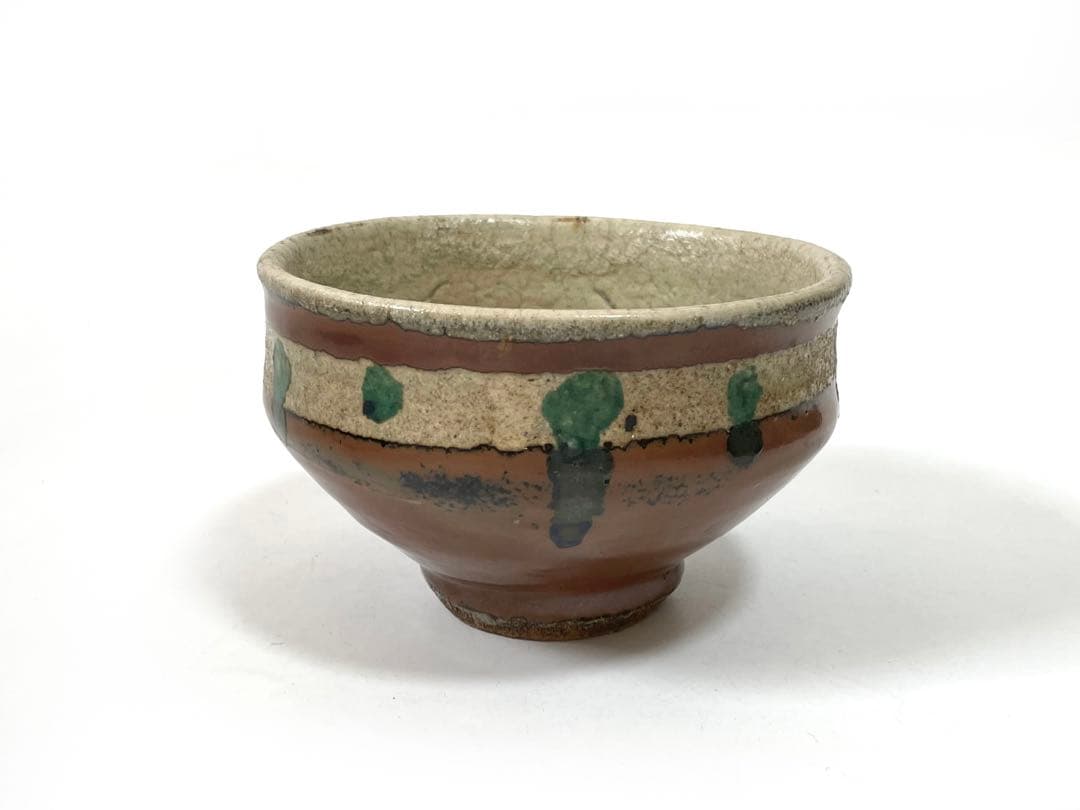 陶芸家　作家物　作者不明　濱田庄司　？　赤絵　柿釉青差　茶碗　抹茶碗　民芸　益子