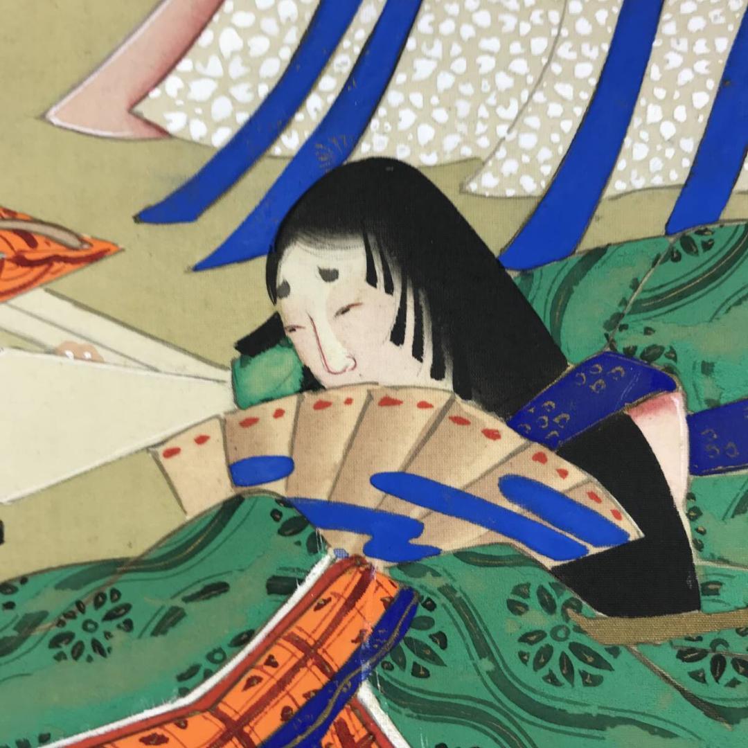 作者不詳/六歌仙図/平安初期の和歌の名人/極彩色/掛軸/名家伝来AH-574