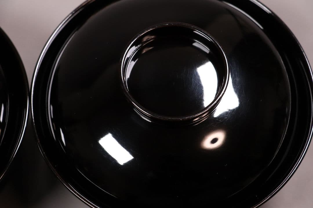 時代木製漆器 加賀蒔絵 牡丹 梅 草花 高蒔絵 黒塗椀 二客 漆芸 CL55