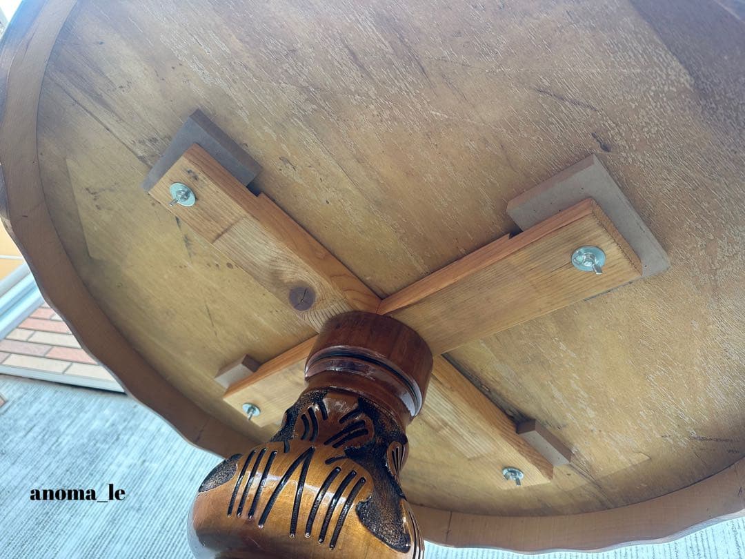 【ラウンドテーブル】イタリア　ATTICA　アッティカ　ロココ調　猫足　象嵌細工