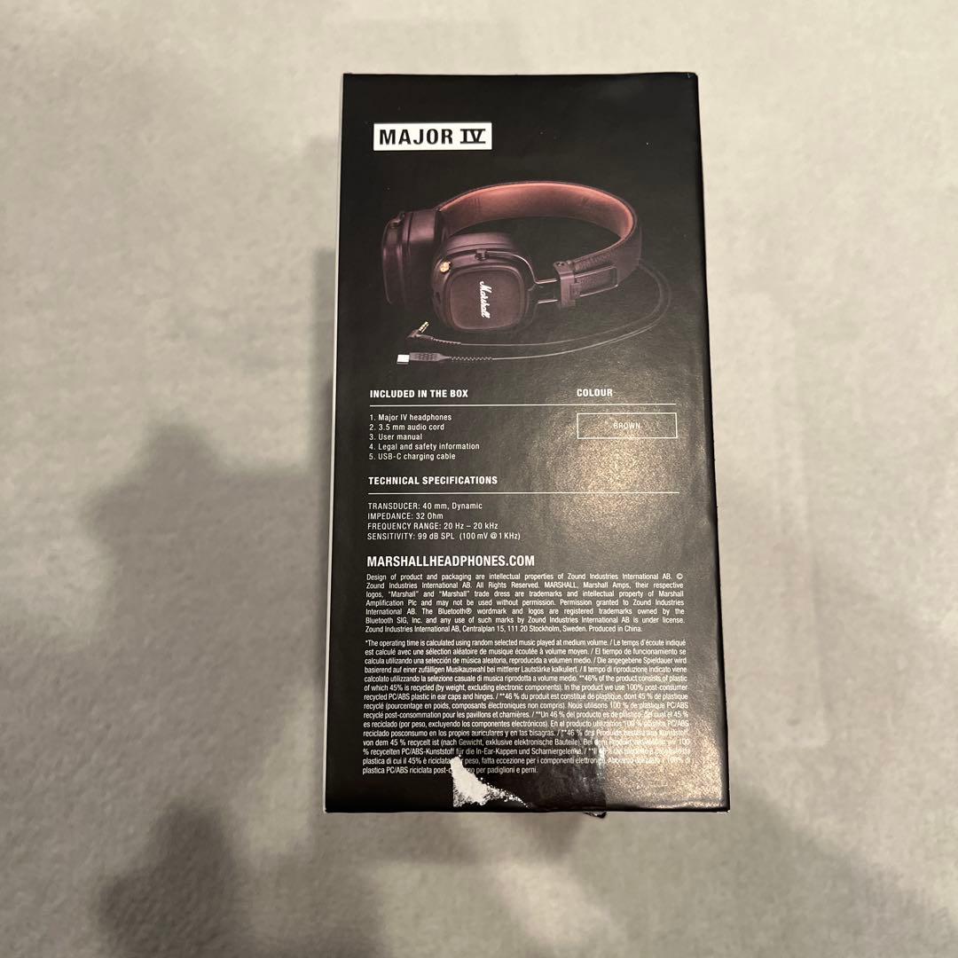 Marshall Major IV ワイヤレスヘッドフォン BROWN
