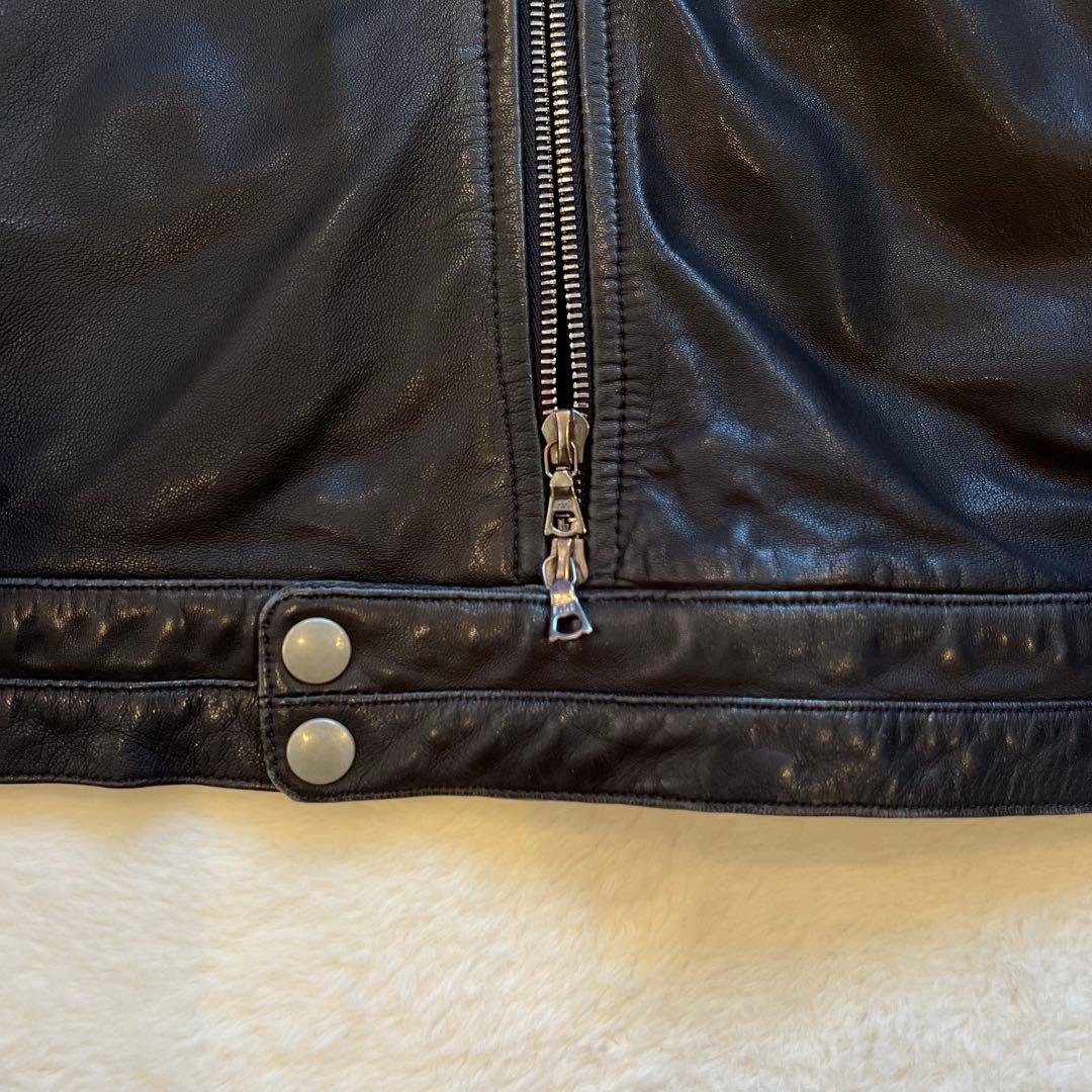 ￼良品✨BLUE WORK　ラムレザー　シングル　ライダース　黒　M