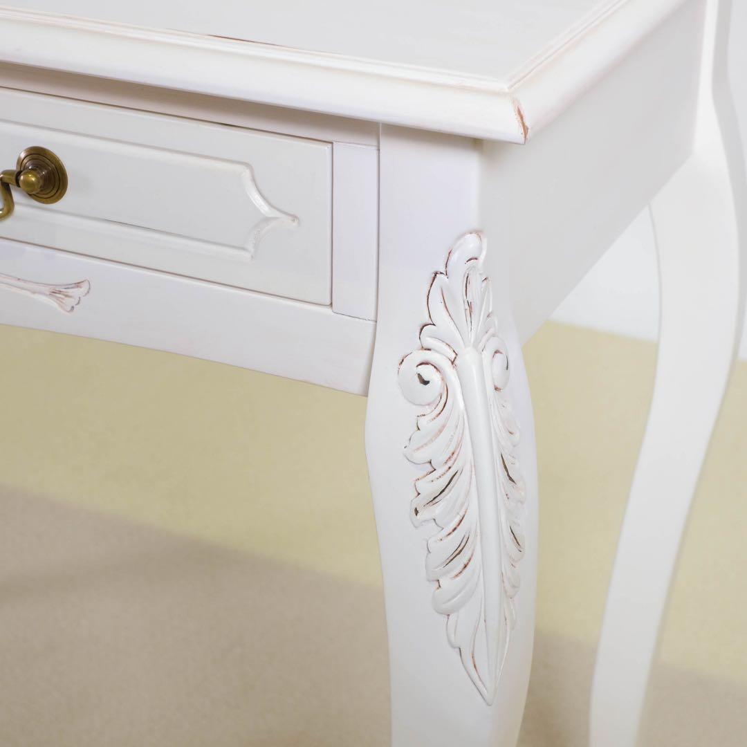 B 新品 アンティーク調 コンソールテーブル 飾り棚 デスク 机 白 ホワイト