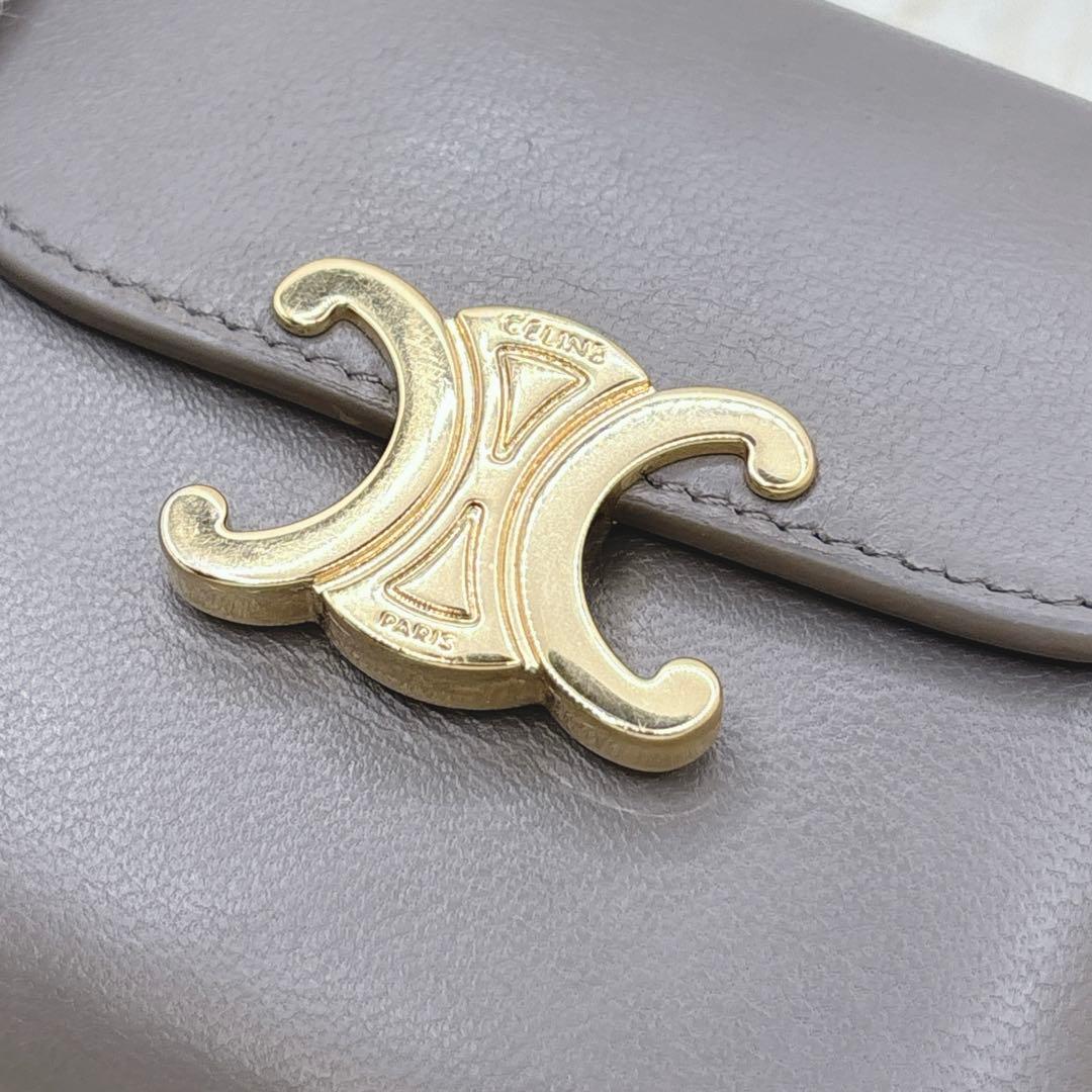 美品✨CELINE トリオンフ スモールフラップウォレット 三つ折り グレージュ