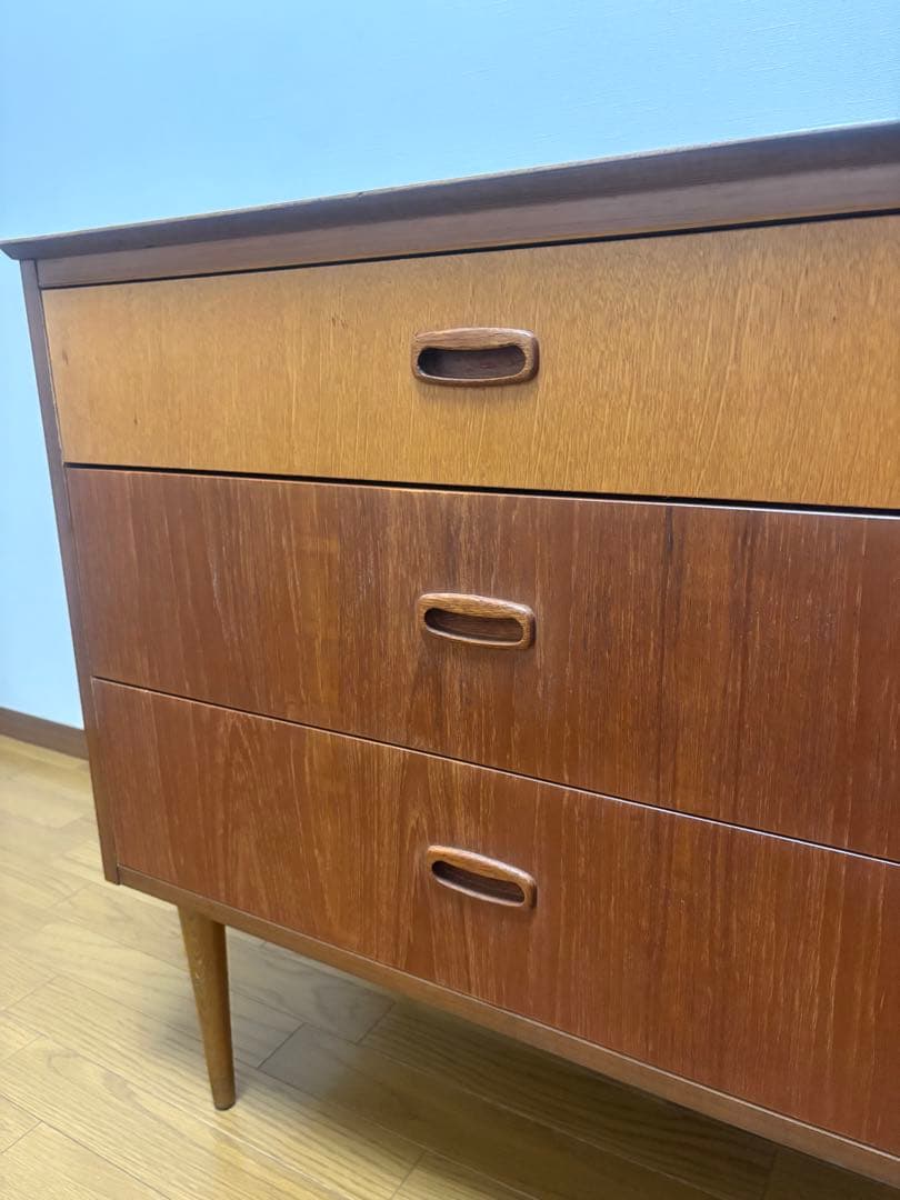 北欧 デンマーク ヴィンテージ チーク オーク 3段 チェスト