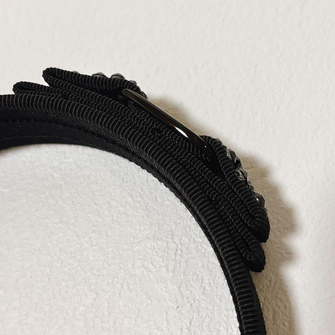 美品✨フェラガモ ヴァラリボン カチューシャ ビジュ ストーン ブラック