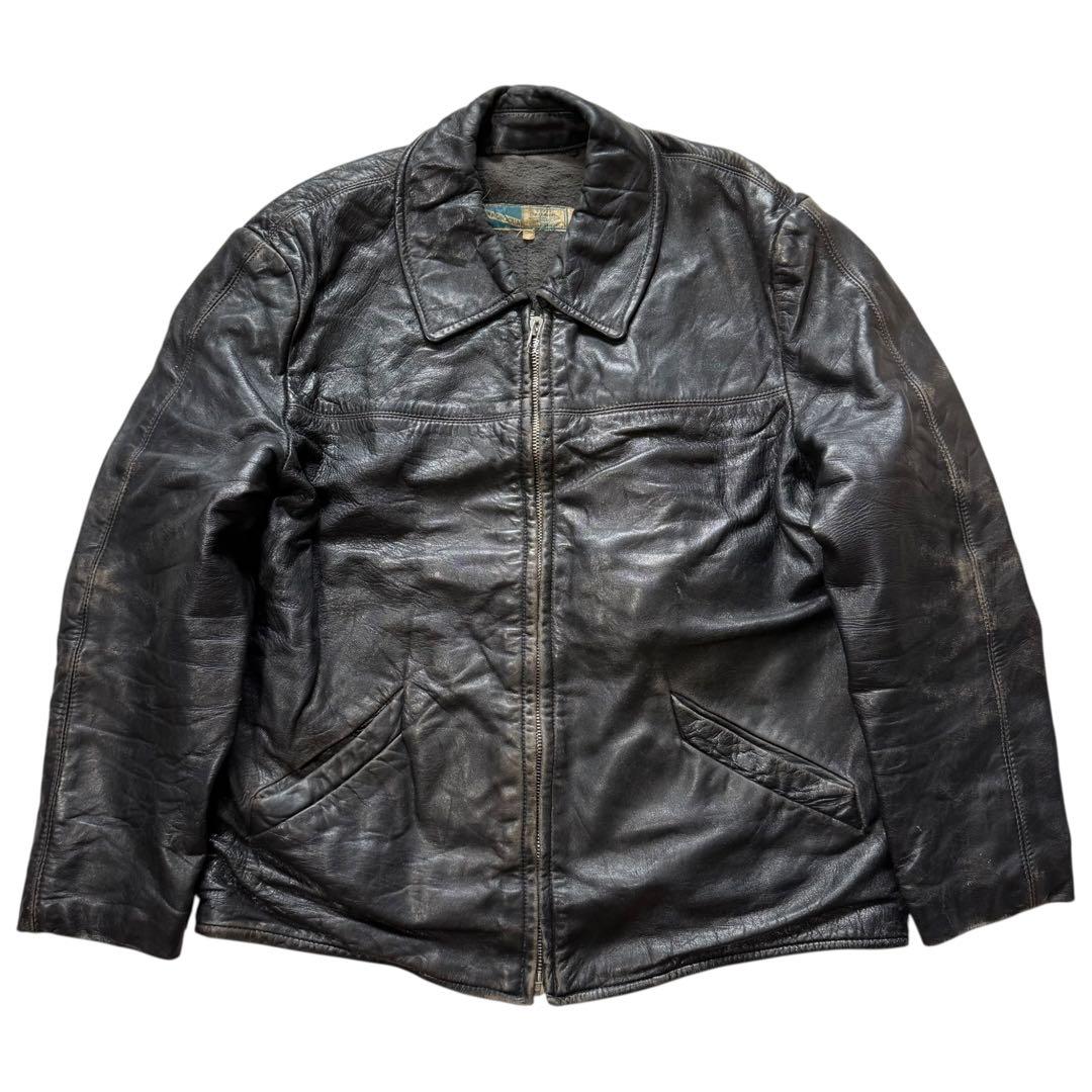 40s 50s モーターサイクルジャケット コの字留めWICOジップ