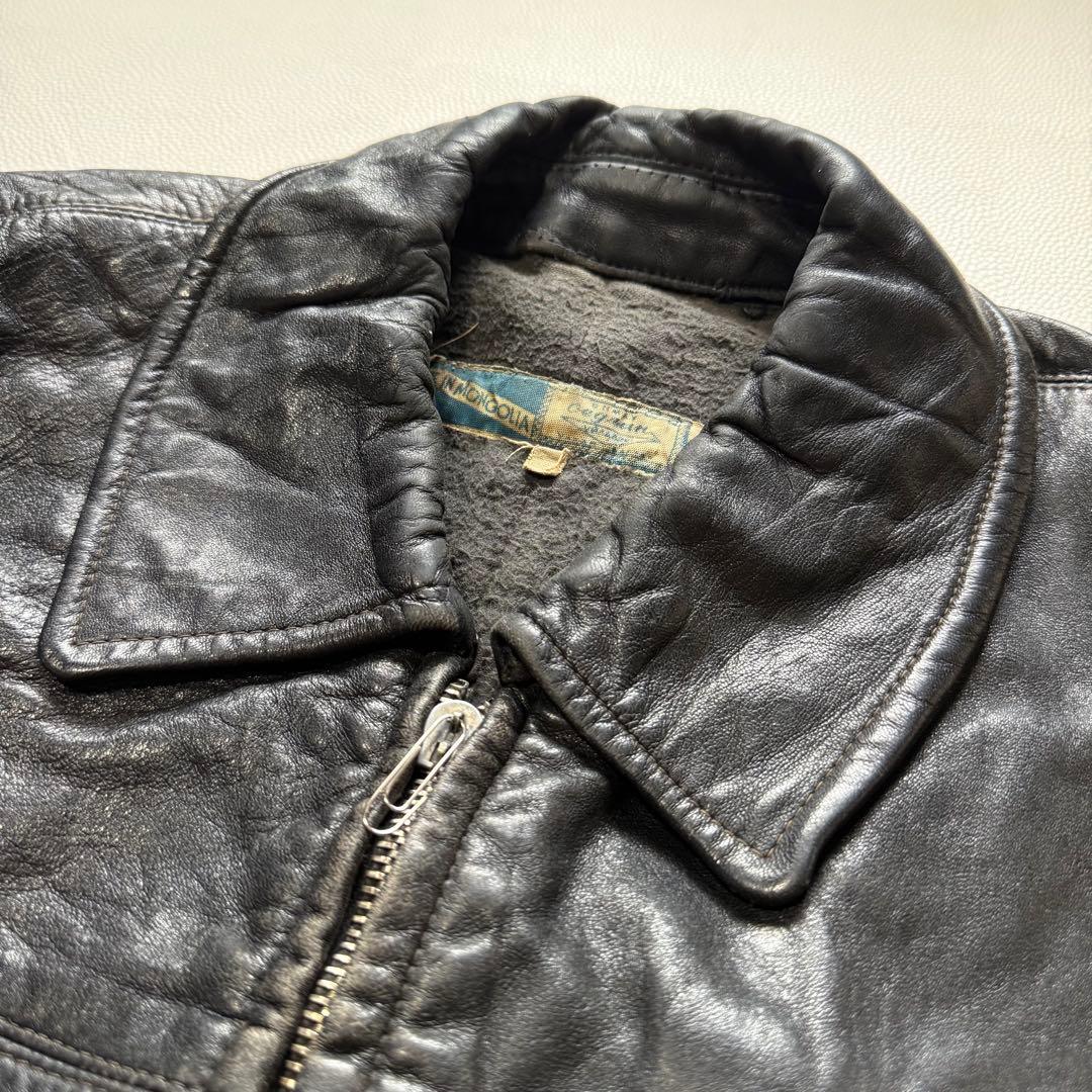 40s 50s モーターサイクルジャケット コの字留めWICOジップ