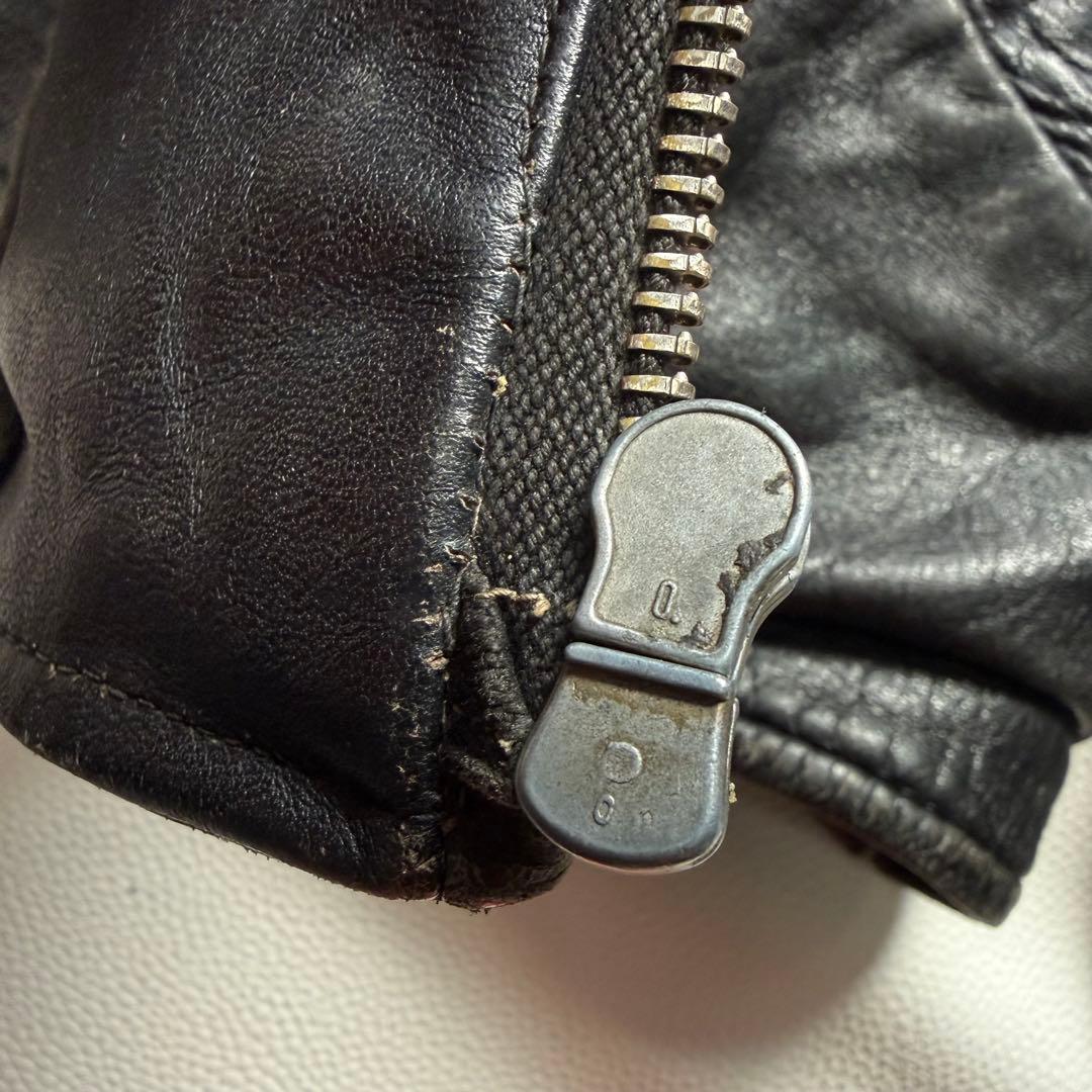 40s 50s モーターサイクルジャケット コの字留めWICOジップ