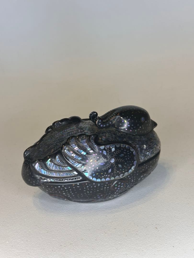 最終価格」希少品 鳥形香合 鴛鴦 蒔絵 螺鈿細工 茶道具