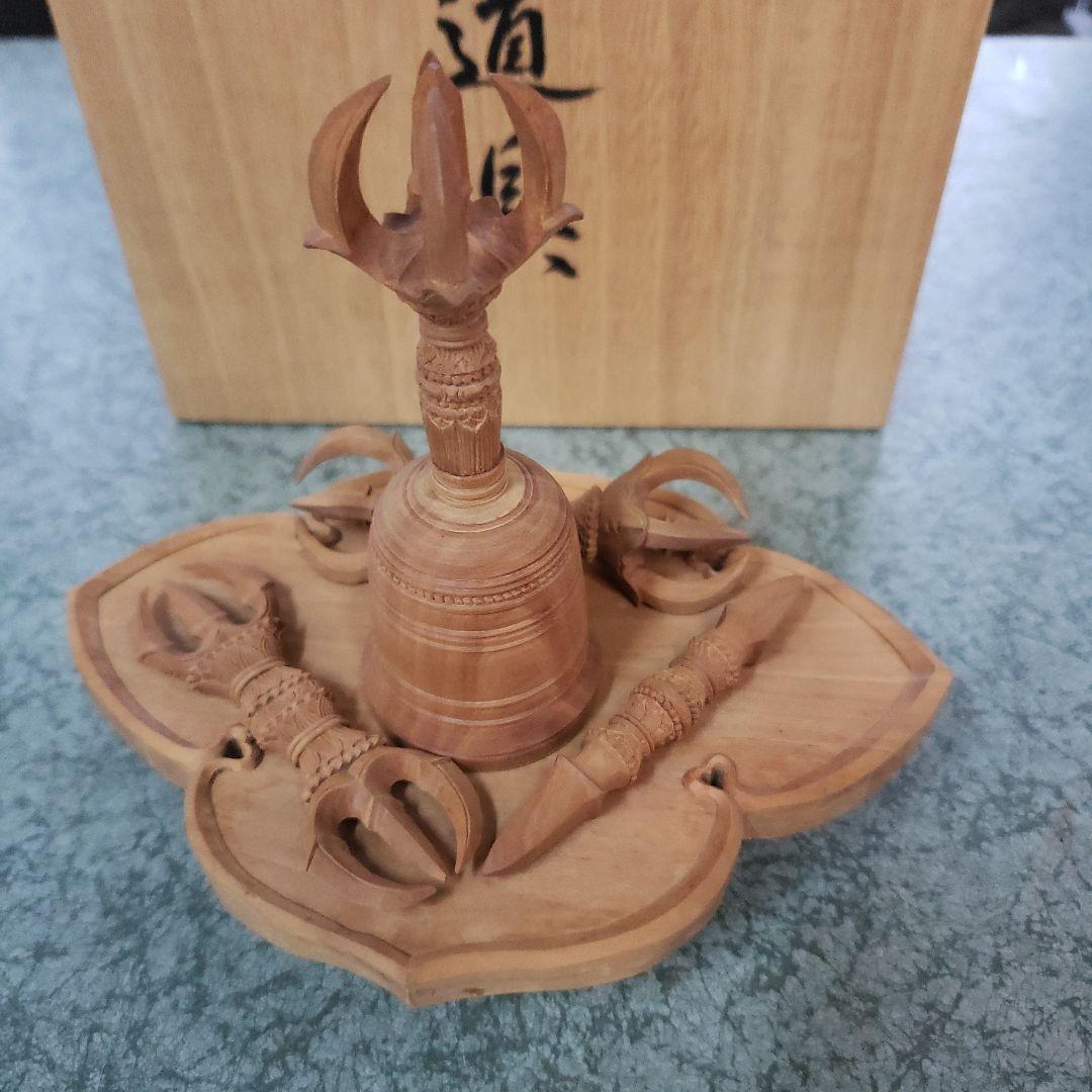 Ｂフライデー　白檀製 仏教用具 彫刻 専用箱付き　密教法具セット