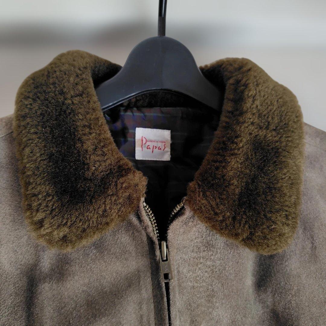 Papas 豚革ボア付きフライトジャケット　サイズＭ
