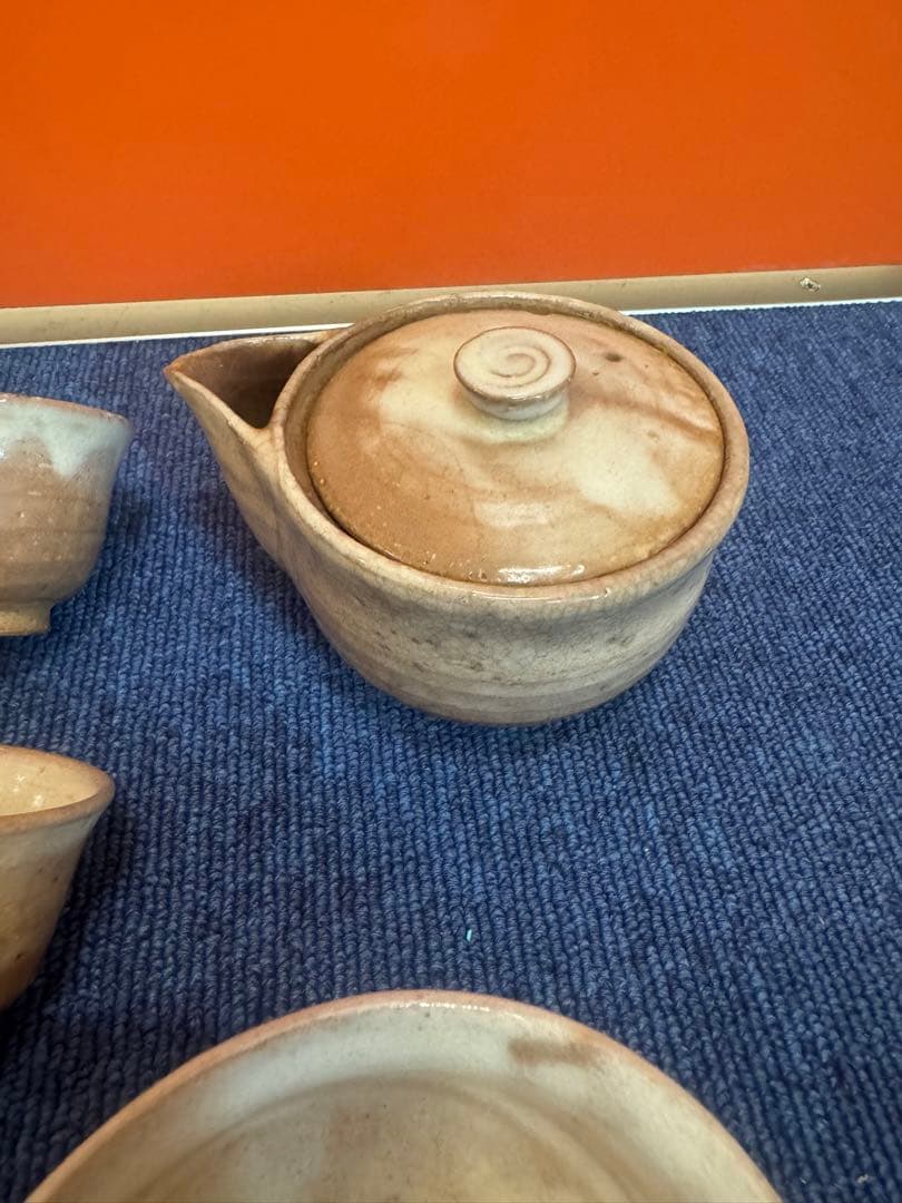 1642 萩焼　茶器セット　宝瓶1客　湯冷し1客　猪口6客