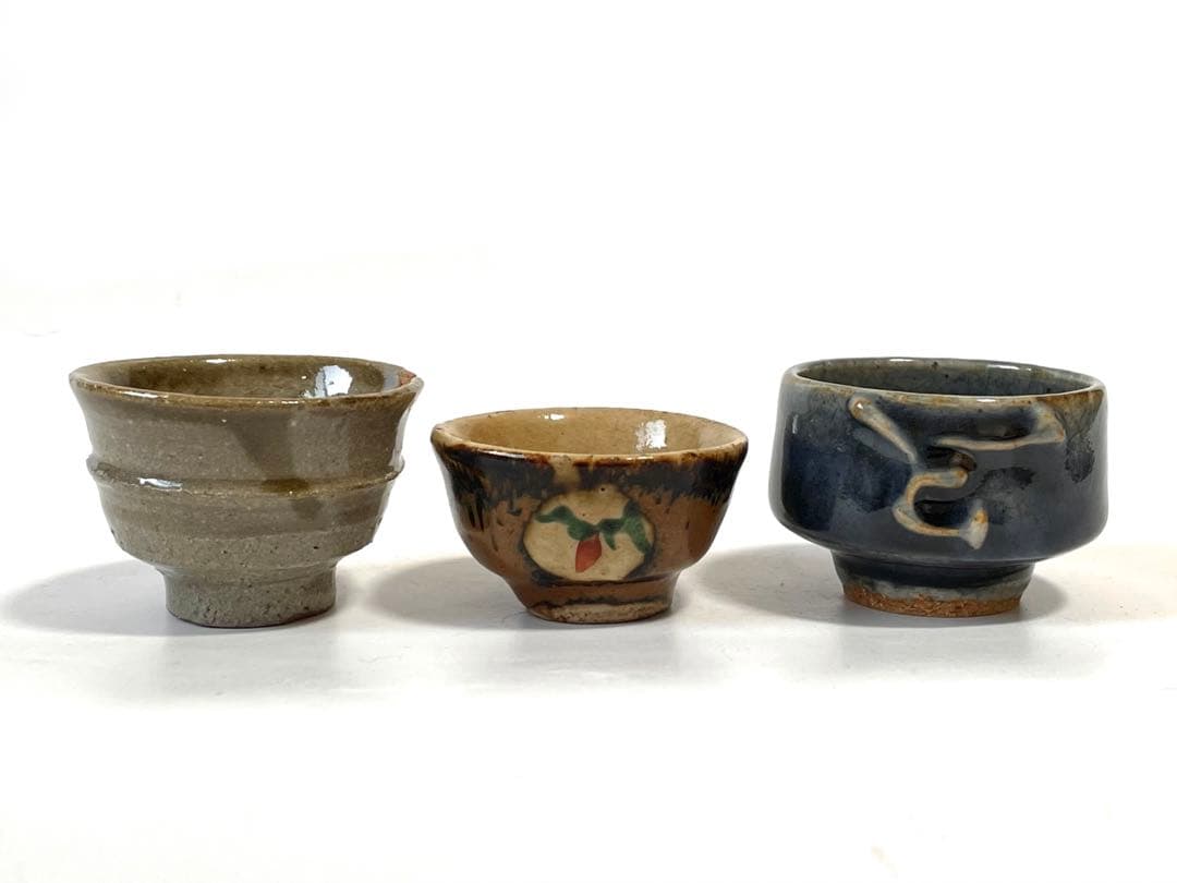 陶芸家　濱田庄司　？　赤絵　柿釉　鉄釉　杯　ぐい呑　酒器　箱なし　民藝　民芸