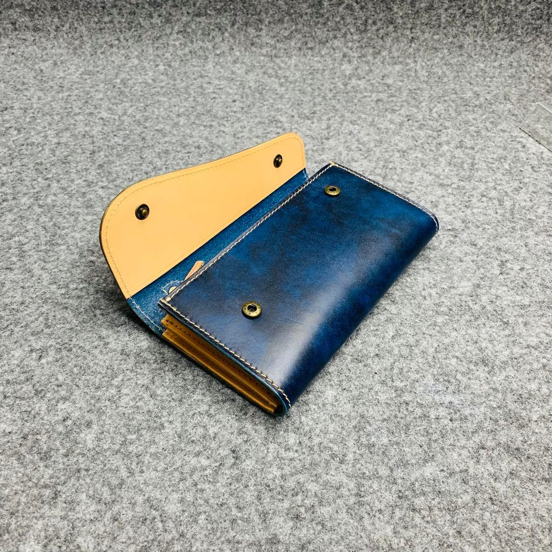 メンズ 財布 長財布 本革 ラウンドファスナー メンズ ヌメ革 手縫い