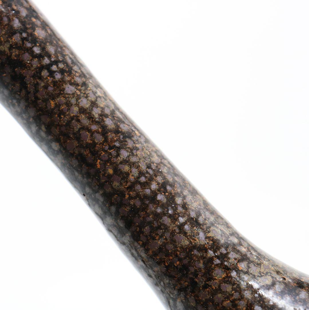 十代 大樋長左衛門(年朗)作 天目釉 魚文花入 花瓶 花器 二重箱　AB844