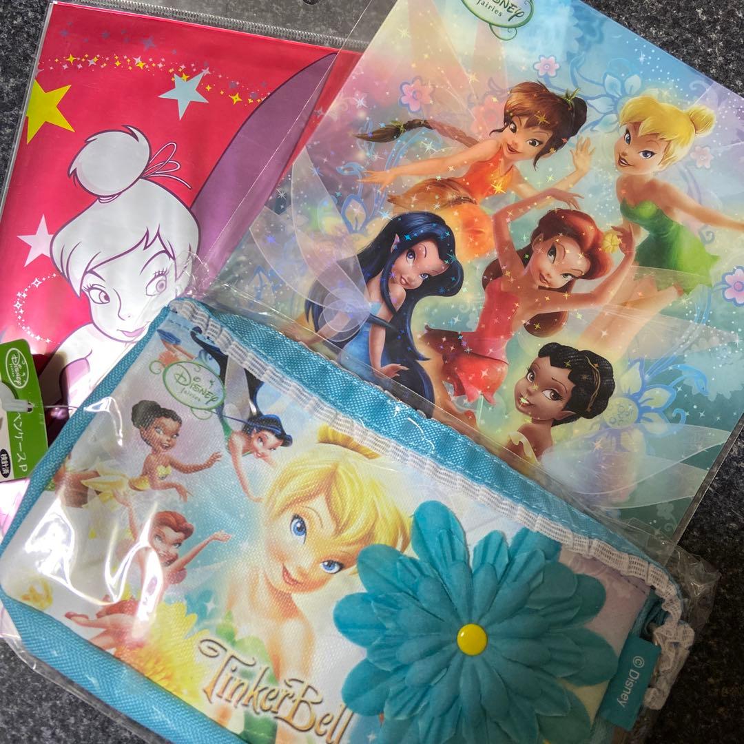 新品　サンスター　ディズニーティンカーベル　ペンケース＆下敷き＆メタルバッグ