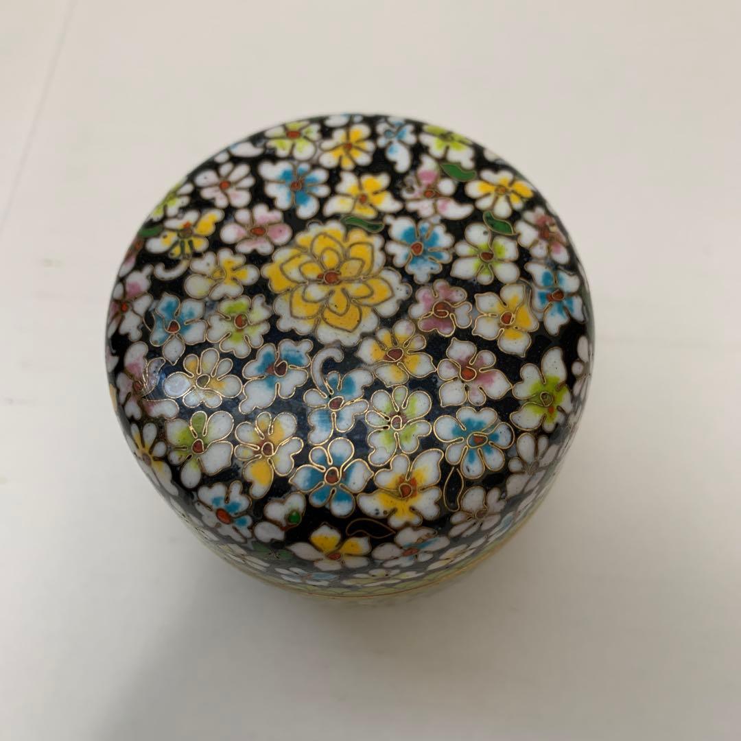 中国　景泰藍萬花棗　有線七宝