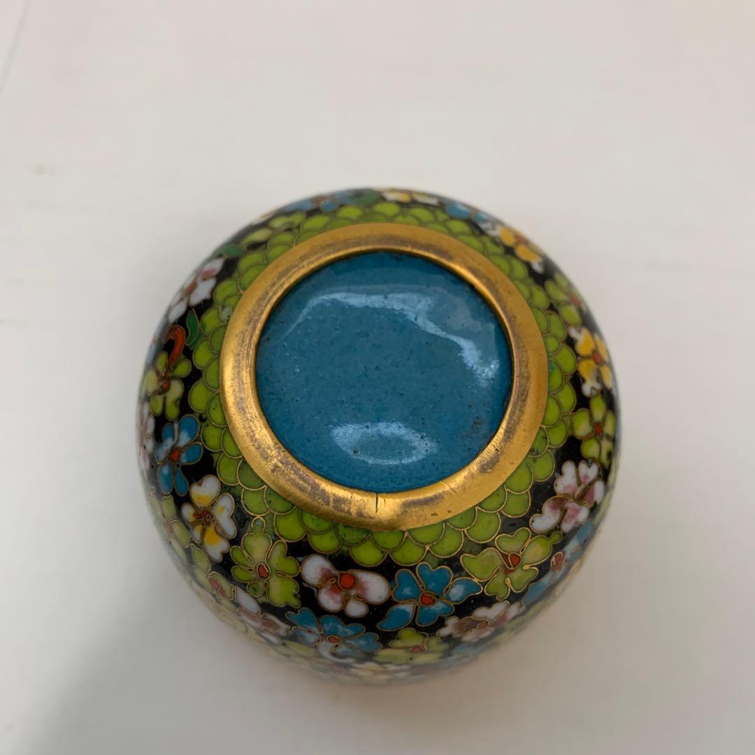 中国　景泰藍萬花棗　有線七宝