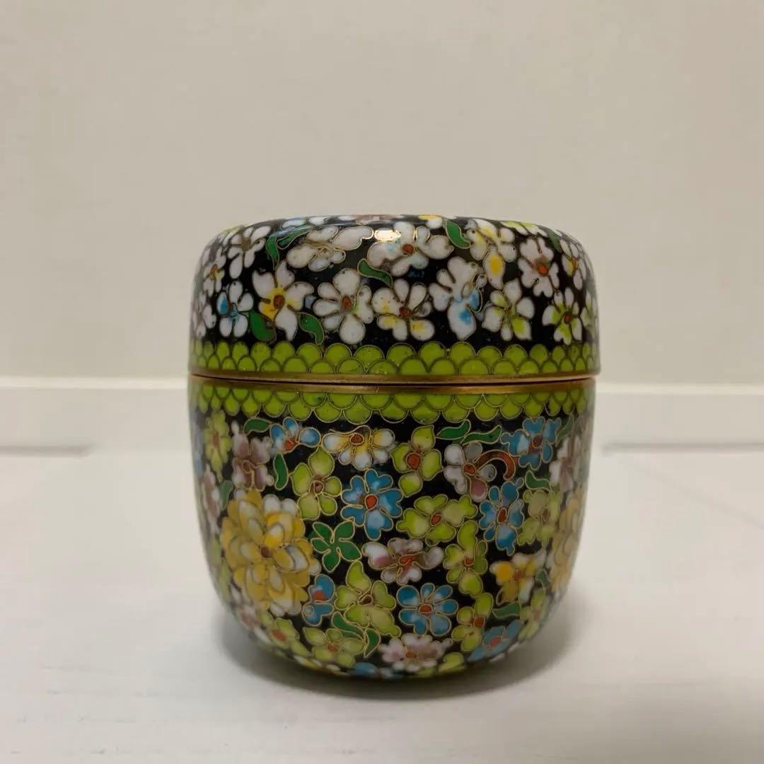 中国　景泰藍萬花棗　有線七宝