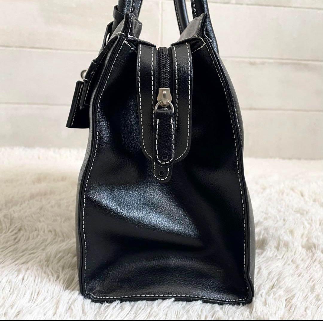 濱野鞄 HAMANO トート ハンドバッグ レザー シルバー金具 皇室御用達 黒