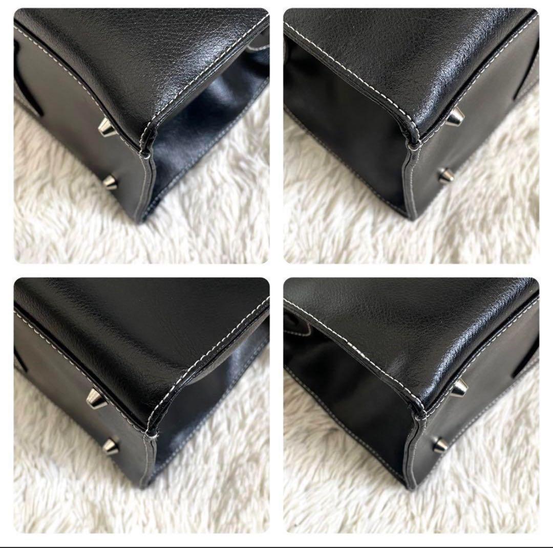 濱野鞄 HAMANO トート ハンドバッグ レザー シルバー金具 皇室御用達 黒