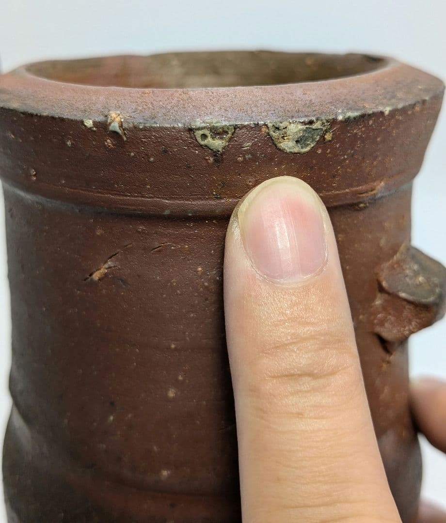 人間国宝 藤原啓 備前焼 擂座花入 共箱共布 花器 花瓶 フラワーベース 華道具