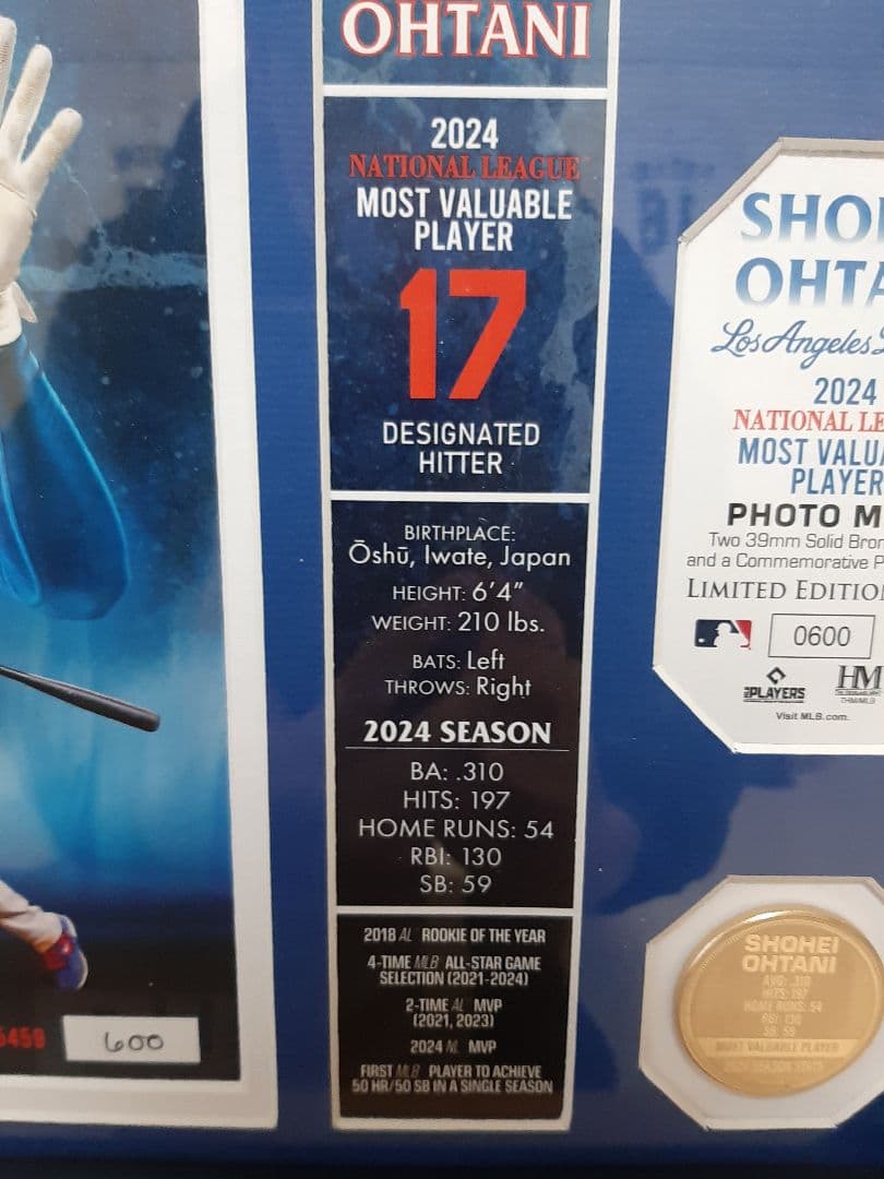 【良番】大谷翔平 2024 NL MVP 受賞記念 ダブルフォトミント