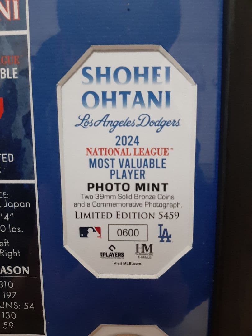 【良番】大谷翔平 2024 NL MVP 受賞記念 ダブルフォトミント
