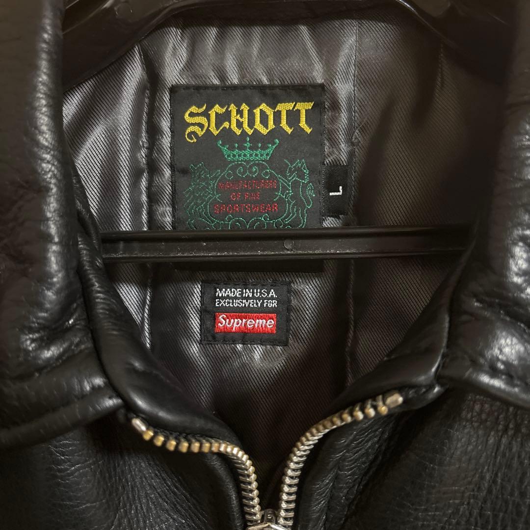 SUPREME SCHOTT ブラックレザーライダースジャケット Lサイズ