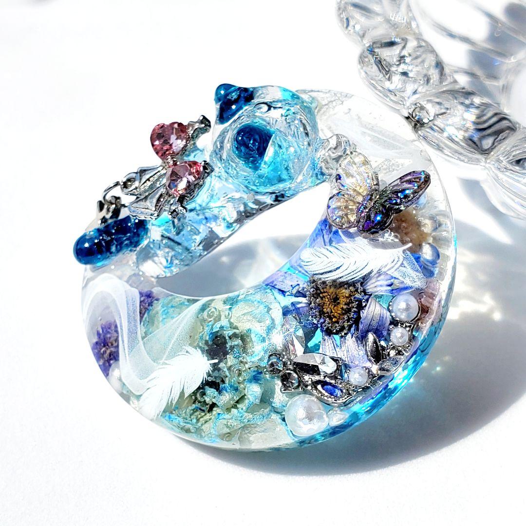 やっちゃん　　佐竹ガラス・天然石のフラワー　オルゴナイト　レジンネックレス