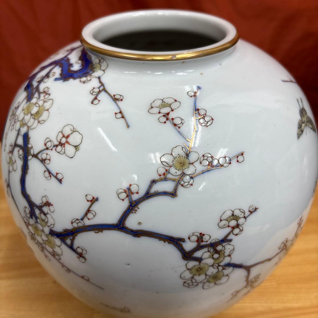 オールド 香蘭社 金彩 花鳥 鴛鴦 おしどり 花瓶