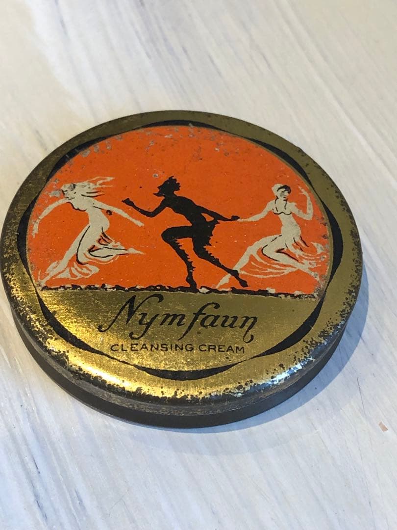 アンティーク　デビル 悪魔　ブリキ缶　アドバタイジング　インダストリアル　レトロ