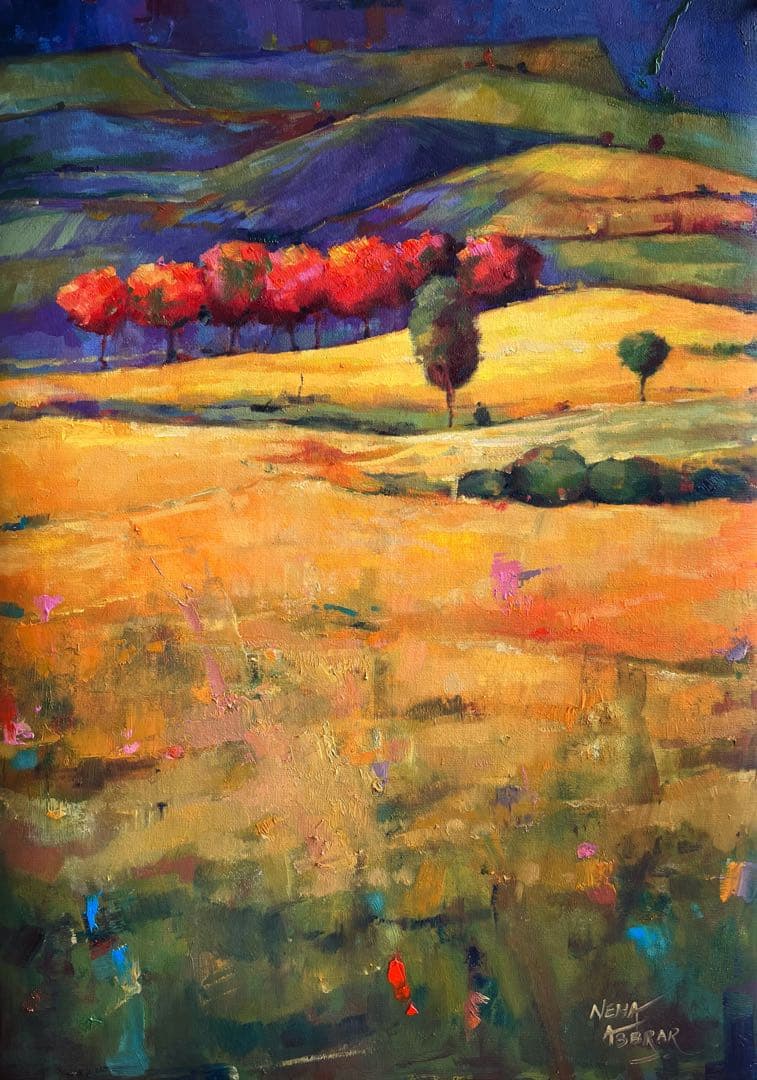 風景画 油彩 木製フレーム