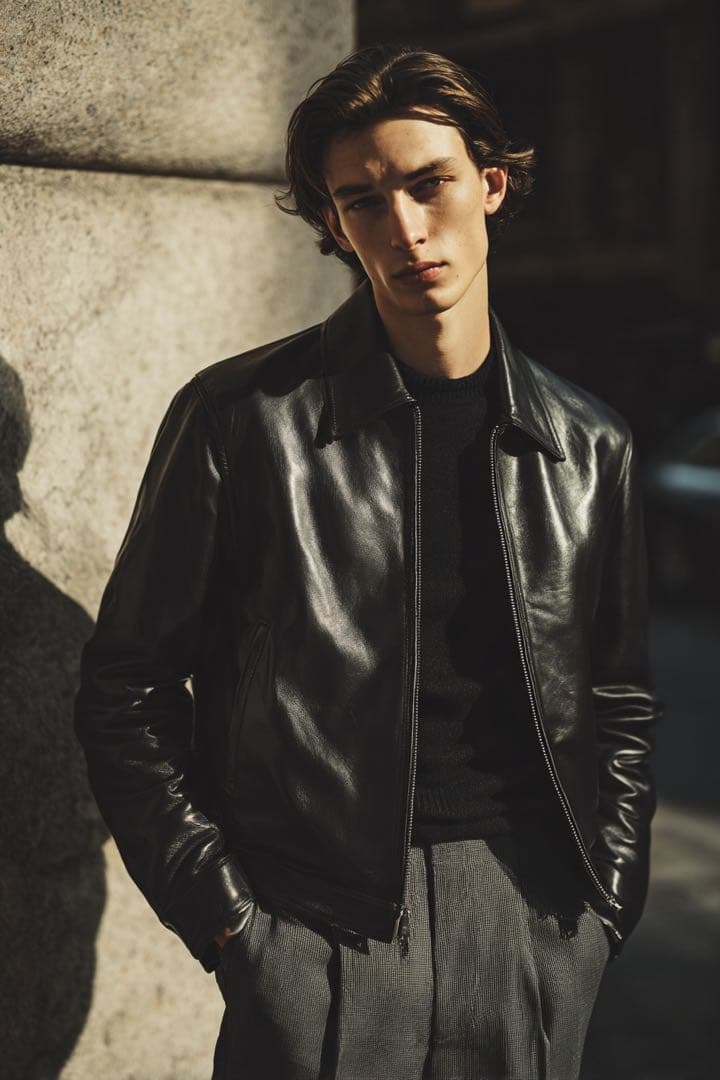 EMMETI エンメティ羊革 ブルゾン ライダース ジャケット 黒 44 S