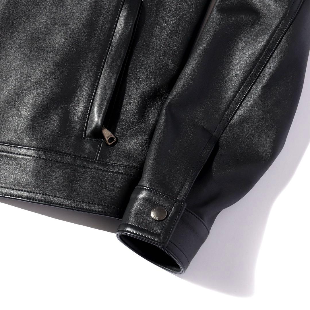 EMMETI エンメティ羊革 ブルゾン ライダース ジャケット 黒 44 S