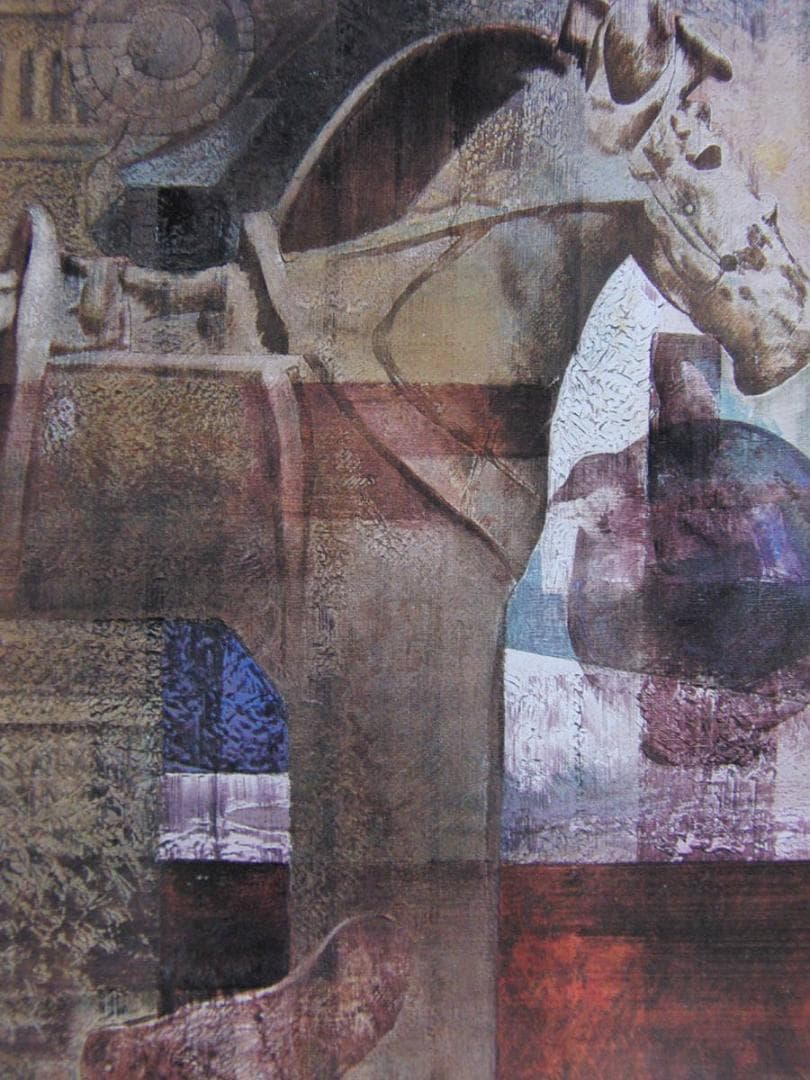 飯泉俊夫、【はにわ（博物館にて）】、希少な額装用画集より、新品額装付