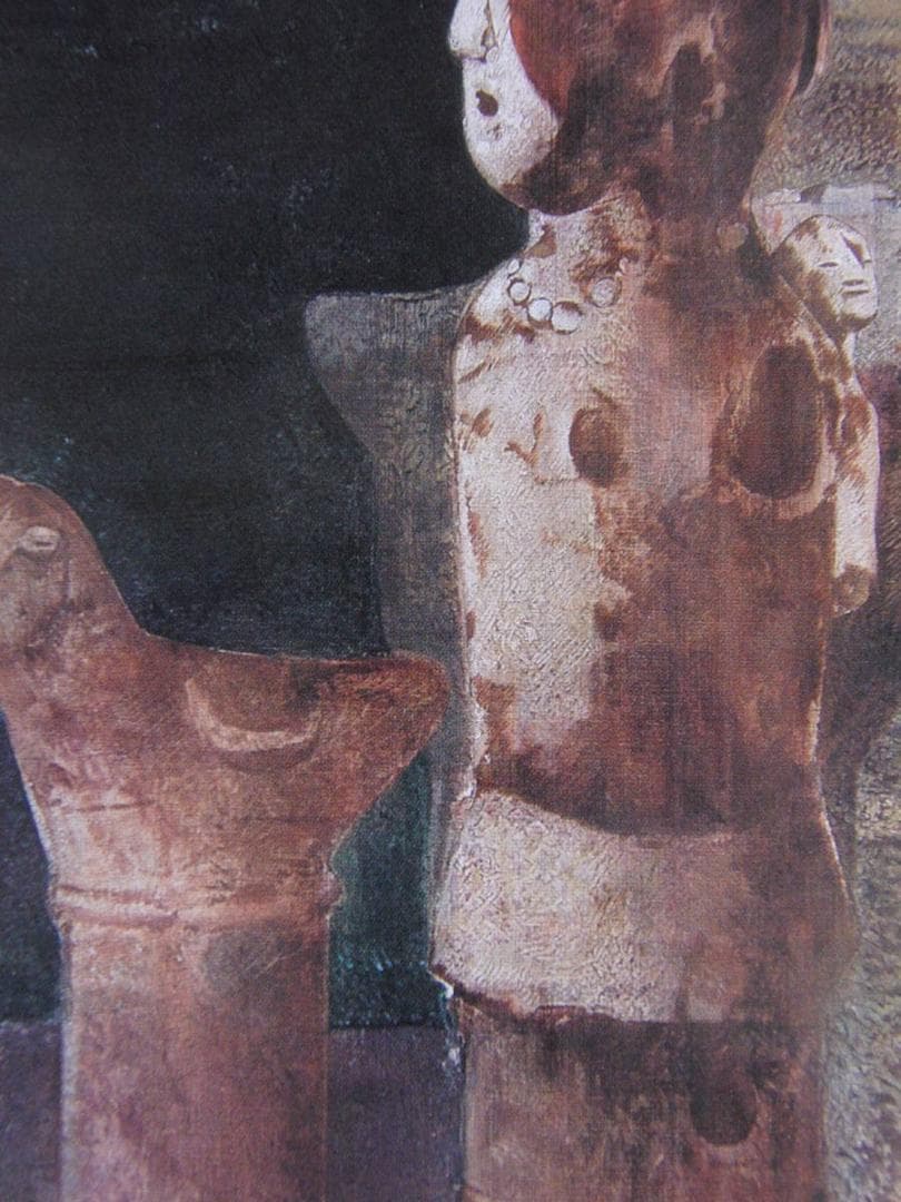 飯泉俊夫、【はにわ（博物館にて）】、希少な額装用画集より、新品額装付