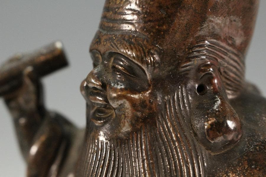 古備前 寿老 置物 美品(K-A907)